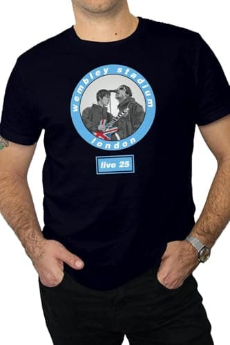 Image of De-Stroy Oasis T-Shirt - Live 25 London Wembley Stadium Merch, Oasis Tour t-Shirt, 6 colourways Available (UK, Alpha, L, Regular, Regular, Navy/Blue)