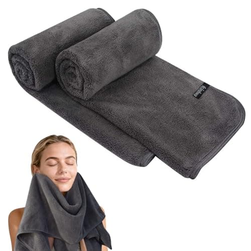 Image of KinHwa Microfibre Soft Hand Towels for Bathroom Abosorbent Small Guest Towels Thick Face Towels 30cm x 50cm Fast Drying Washcloth for Bath, Spa, Gym 2pack black