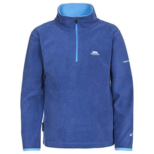 Image of Trespass Boys Fleece Jumper - Lightweight Warm Half Zip Pullover with Contrast Binding on Cuffs, Contrast Inner Collar, 1/2 Zip in Contrast Colour, 100% Polyester Microfleece Blue