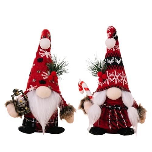 Image of EDLMKM Set of 2 Christmas Gonk Plush Ornaments Decor, Gnome Christmas Ornaments, Cute Traditional Mr & Mrs Santa, Christmas Gonks, Christmas Decorations, for Table, Shelf, Bedroom, Decor