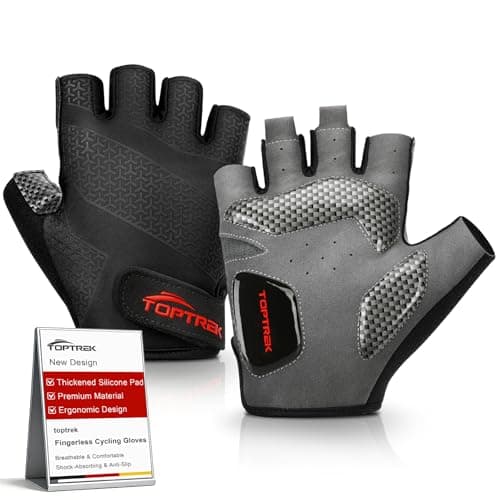 Image of toptrek Cycling Gloves Half Finger, Shock-Absorbing & Anti-Slip Fingerless Bike Gloves with 5mm Gel Padding for Men Women, Breathable Summer Gloves for Mountain Road Bicycle MTB Riding (L)