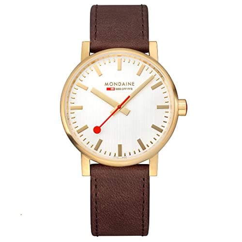 Image of Mondaine - Evo2 MSE.40112.LG - Mens Watch 40mm - Official Swiss Railways Wrist Watch Brown Leather Strap - 30m Water Resistant - Sapphire Crystal - Watches for Men
