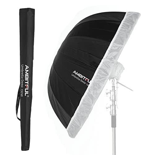 Image of AMBITFUL Parabolic Umbrella UB-130W - 41 Inch Silver Black Reflective Studio Light Umbrella with Diffuser Cover Cloth (130 W)