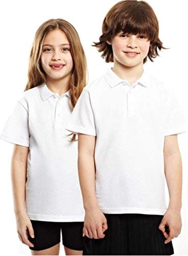 Image of Listers Schoolwear Age 3-16 White 100% Cotton School Plain Polo Shirt Short Sleeve Childrens Boys Girls P.E.