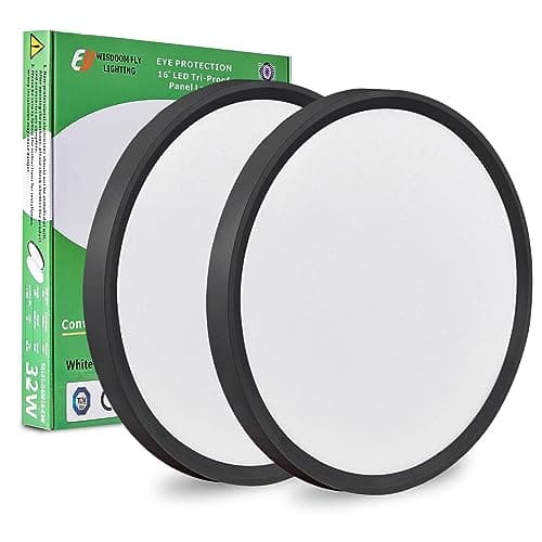 Image of 2PK 15.8 Inch Black LED Flush Mount Ceiling Light, 32W, 3480LM, 3000K/4000K/6000K CCT Selectable, Round Flat Panel Light Low Profile Ceiling Light Fitures for Hallway, Kitchen, Bedroom, Laundry Room
