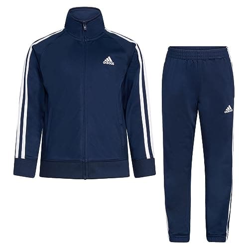 Image of adidas Boys' Tricot Tracksuit Jacket Jogger Pant Set Tracksuit (Pack of 1), Collegiate Navy Blue, 6