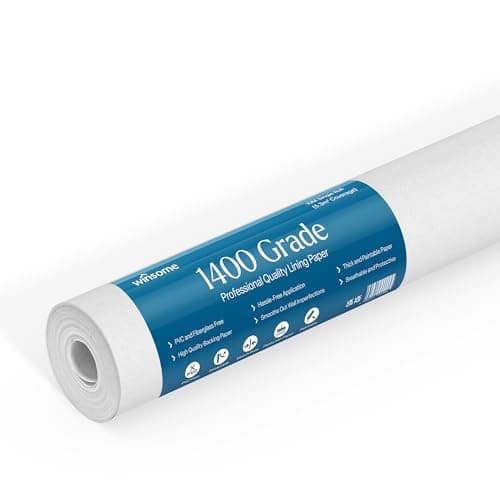 Image of WINSOME Lining Paper for Walls 1400 Grade Thick 10m x 53cm Wallpaper for New & Damaged Ceiling & Walls for Paint Easy to Install & Remove Heavy Duty Paintable Plain White Lining Paper | 10M Roll