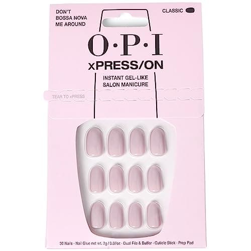Image of OPI xPRESS/ON Don’t Bossa Nova Me Around - Grey Neutral Short Round Press On Nails - With Nail Glue - Long Lasting, Reusable & Non-Damaging Short False Nails