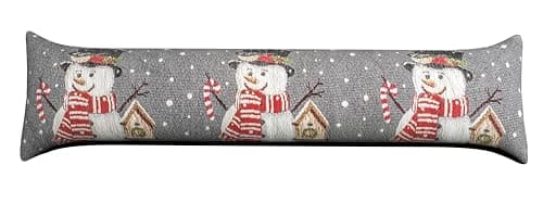 Image of Ashley Mills Christmas Snowman Presents Red Home Draught Excluder Chenille Draught Stopper (Snowman Birdhouse)