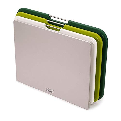 Image of Joseph Joseph Nest Large 3-Piece Colour coded Chopping Board Set with Storage Stand, Green
