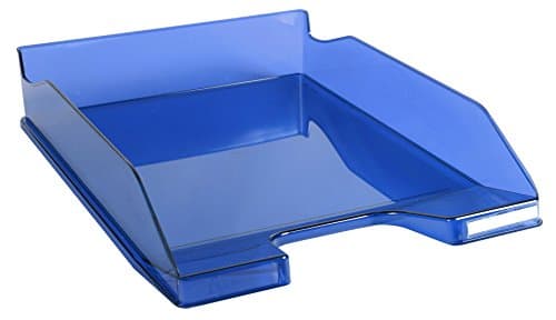 Image of Exacompta - Ref 113260D - Linicolor Letter Tray Combo Midi - 347 x 255 x 65mm in Size, Holds Up To 500 Sheets, Suitable for A4 Documents -Royal Blue Transparent Glossy