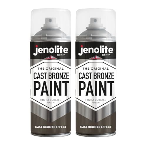 Image of JENOLITE Cast Bronze Spray Paint, 2 x 400 ml, Textured Cast Bronze Effect Paint, Realistic Bronze Paint, Multi-Surface Spray Paint, Perfect for DIY Projects,