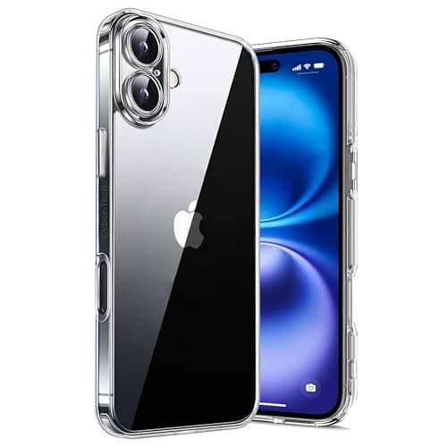Image of Cyber-Tech Clear Case for iPhone 16 6.1-Inch, Non-Yellowing Shockproof Phone Cover, Anti-Scratch Clear Back (Clear)