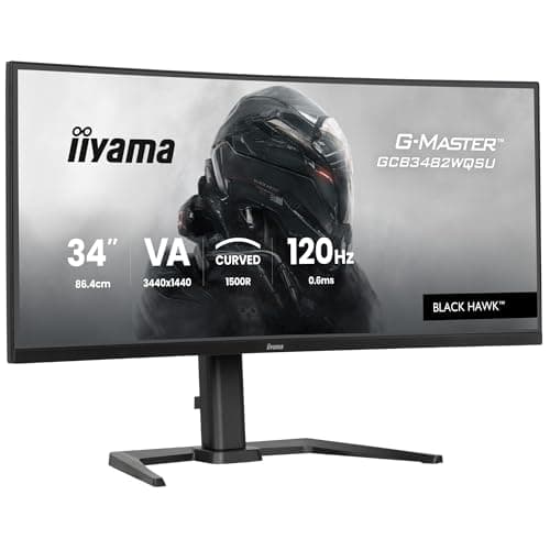 Image of iiyama G-Master GCB3482WQSU-B1 34 inch 120Hz Curved UWQHD, 0.6ms (MPRT) VA LCD with Adaptive Sync/FreeSync Premium, 3440x1440, 2 x HDMI, 1 x DisplayPort, 2 x USB-C (7.5W), Height Adjustable Stand