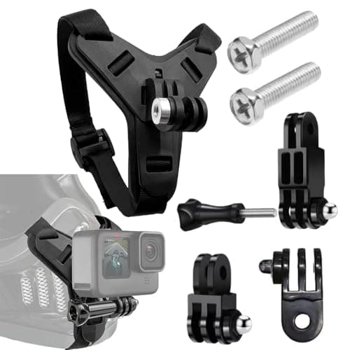 Image of RV Murts Motorcycle Helmet Chin Strap Mount for GoPro Hero, Action Camera, DJI Osmo Action 5 Pro, Stability & Safety, Shock Absorption & Anti-Slip, Universal Fit for SHARK, ARAI, SHOEI, BELL, (Black).