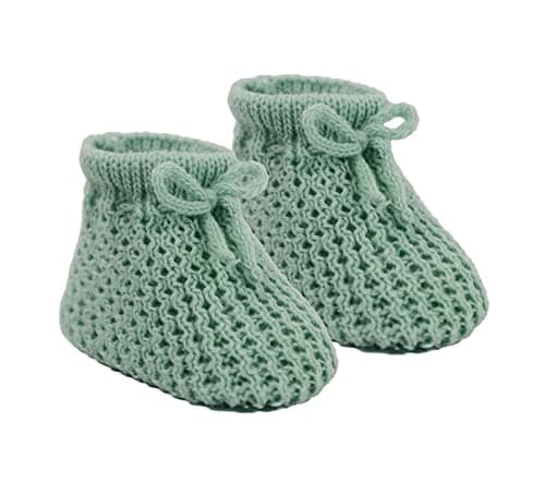 Image of Soft Touch Newborn Baby Boys Girls Mesh Booties Baby Knitted Bootees Soft Cute Booties Baby Booties NB-3 Months S401 (Sage Green)