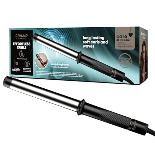 Image of REVAMP Effortless Curls Extra Long Curling Tong - 32mm Hair Curling Tongs with Large Barrel, 25% longer, Smart Heat - Long Hair Tongs Infused with Argan Oil - Professional Wand Curler for Glossy Waves