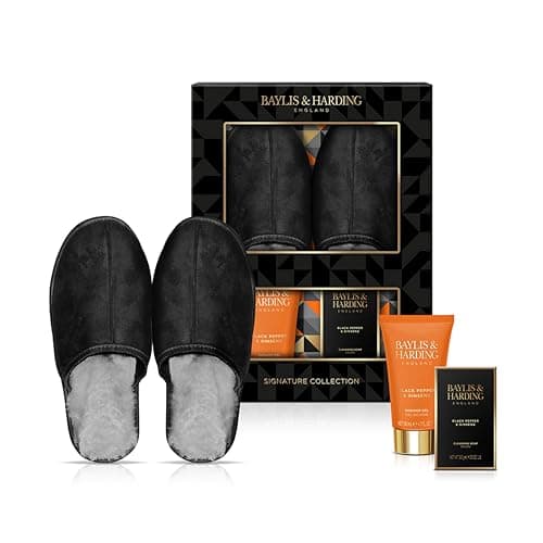 Image of Baylis & Harding Black Pepper & Ginseng Men's Luxury Slipper Gift Set - Vegan Friendly