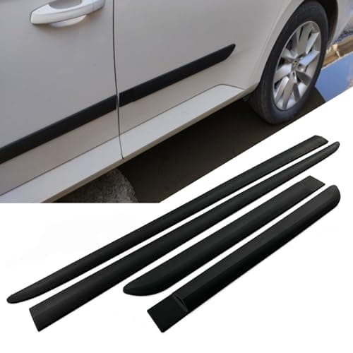 Image of Axenture Universal Car Side Door Protector Trim Strips – Matte Black ABS Body Moulding Kit – 4PCS