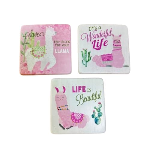 Image of Heaven Sends Set of 3 Colourful Llama Coasters