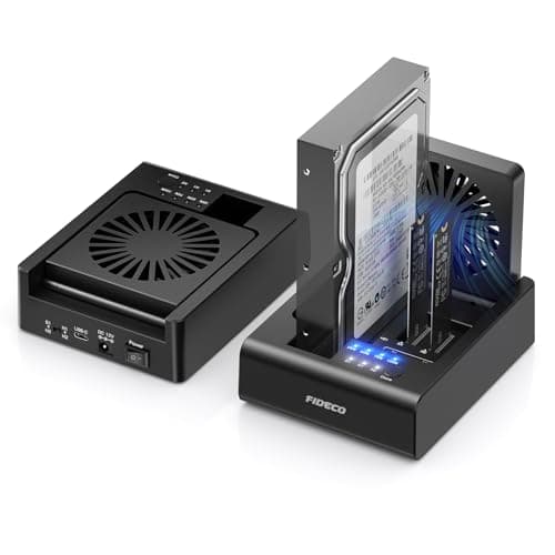 Image of FIDECO M.2 NVMe SSD Cloner and Duplicator, 3-Bay Hard Drive Cloner Dock for M.2 NVMe SSD and 2.5"/3.5" SATA HDD, Hard Drive Reader with Foldable Cooling Fan, Ultimate Heat Dissipation
