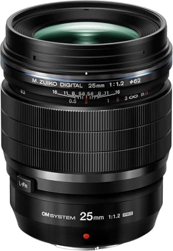 Image of OM SYSTEM M. Zuiko Digital ED 25 mm 1:1.2 Pro Lens, Suitable for All MFT Cameras (Olympus OM-D & PEN Models, Panasonic G-Series), Black