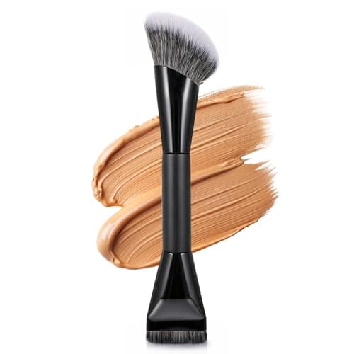 Image of Sibba Dual-Ended Foundation Makeup Brush, Flat Concealer Brush Angled Contour Brushes, Dense Bronzer Brushes for Liquid Cream Powder, Flawless Blending, Black