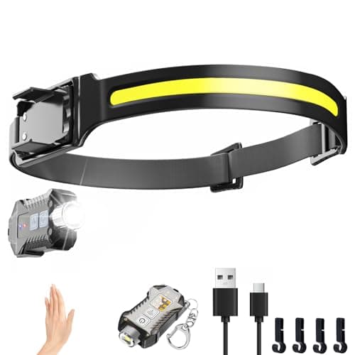 Image of Head Torch Rechargeable,Headlamp with Red Light 2 in 1 Detachable Mini Headtorch 9 Mods LED Headlight with Motion Seonsor IPX5 Waterproof Head Lamps for Adults Kids Camping,Hiking,Fishing and Running