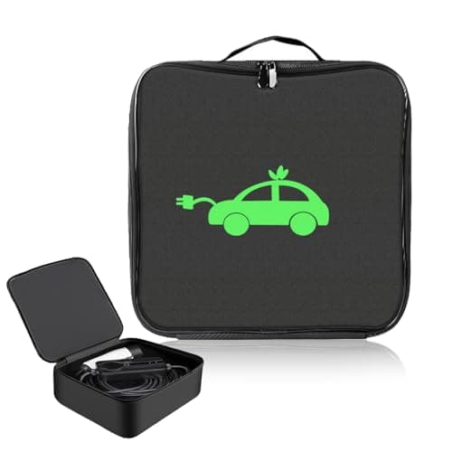 Image of KASESSS Portable Ev Cable Bag, 600d Oxford Cloth Ev Charging Cable Bag, Durable Scratch Stain Odor-Resistant 32x32x10cm Car Storage Organiser for Ev-Charging-Gun, Cables Car Accessories