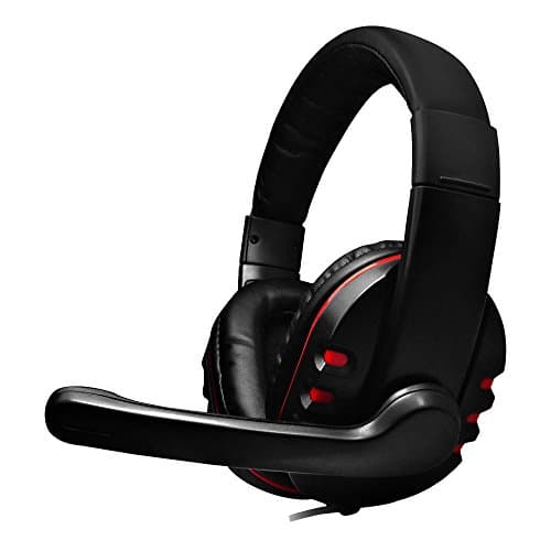 Image of Dynamode Headset with Microphone - Wired Headphones for Computer, Laptop, Gaming, Office,Work - DH-878 Red/Black Adjustable Sound Cancelling Headphones for Skype, Chat, Calls, Streaming