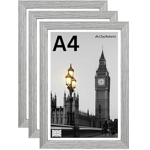 Image of A4 Light grey Photo Frame – Modern A4 Frame for Certificates, Pictures & Prints, Wall Hanging (Portrait or Landscape), Document & Poster Frame UK