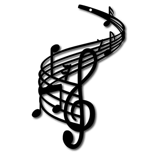 Image of CREATCABIN Metal Wall Art Music Note Decor Notation Art Treble Clef Black Hanging Sculpture for Christmas Halloween Home Living Room Nursery Music Dance Indoor Outdoor Garden 7 x 11inch