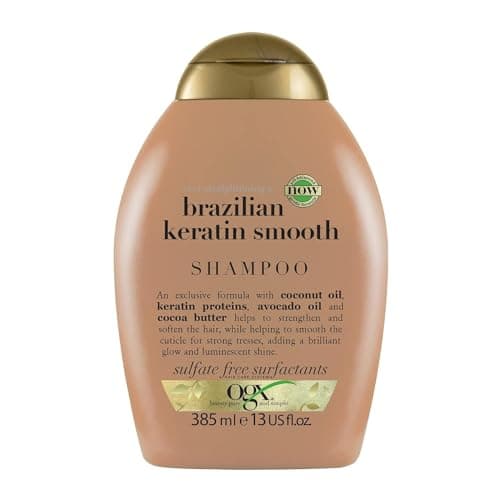 Image of OGX Ever Straightening Brazilian Keratin Smooth Shampoo, 385 ml | Smooth & Sleek Hair | Keratin, Coconut Oil & Cocoa Butter | Sulfate-Free Surfactants | Frizz Control & Shine
