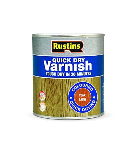 Image of RUSTINS Quick Dry Varnish, Satin Teak, 1 L