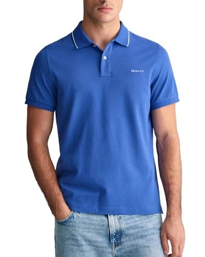 Image of GANT Tipping SS Pique Rugger, Lapis Blue, S