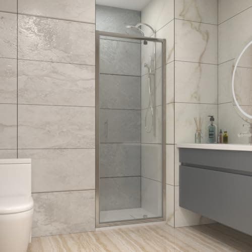 Image of NRG 760mm Chrome Bathroom Pivot Shower Door Cubicle Enclosures 6mm Safety Glass