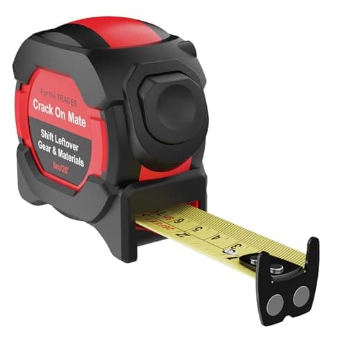 Image of Crack On Mate 8m/26ft Tape Measure, Auto Lock Measuring Tape, Heavy Duty Magnetic Hook, 25mm Double Sided Nylon Blade, Class 2 Accuracy, Shockproof Case - Built for UK Trades & DIY