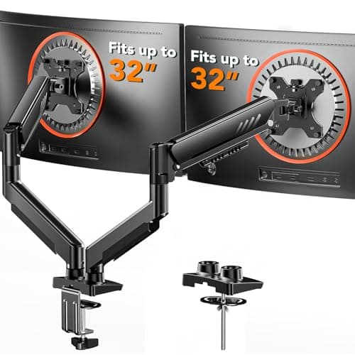 Image of ErGear Dual Monitor Arm, Full Adjustable Monitor Mount for 13–32″ Screens, Fast Install Computer Monitor Stand with Tool-Free VESA Mount, Max Load 9kg Max VESA 100x100mm Gaming