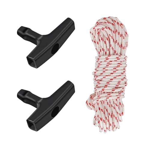 Image of 3.5mm x 10m Recoil Starter Rope, Lawnmower Pull Cord Replacement with 2 Starter Handles, Petrol Hover Lawnmower Engines Universal, Engine Starters Rope & Handle for Lawn Mower, Trimmer, Chainsaw
