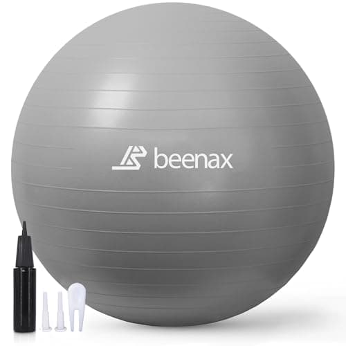 Image of Beenax Thick Strong Exercise Pregnancy Ball 55cm 65cm 75cm, Anti-Burst Gym Swiss Ball with Pump Included for Yoga, Fitness, Labour, Pilates, Stability, Balance