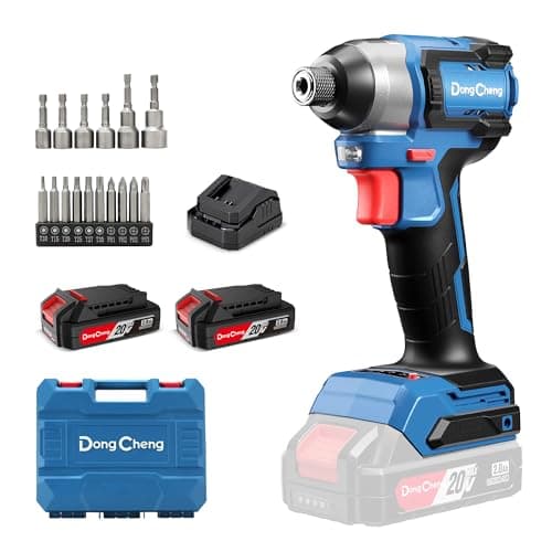 Image of Dong Cheng 20V 1/4" Hex Brushless Impact Driver, 165N.m Cordless Impact Driver with 2X 2.0Ah Batteries,3-Speed, 125mm Compact Impact Driver for Cabinetry, Deck Building & HVAC Installation