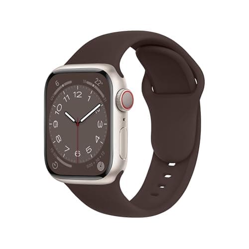 Image of ELETTRONEO SBC1 Straps for Apple Watch Band Silicone series Ultra 3 2 49mm, Series 11 10 46mm, 9 8 7 45mm 41mm, SE 6 5 4 44mm 40mm, 3 2 1 42mm 38mm Men Women iWatch, Coffee