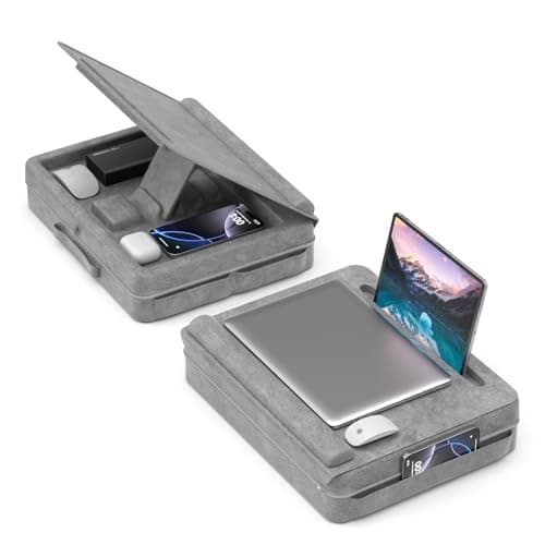 Image of KDD Laptop Lap Desk with Cushion, Laptop Table with Storage for Bed & Sofa, Adjustable Lap Pillow Stand with Anti-Slip Strip & Cell Phone/Tablet Slot for Home Office College
