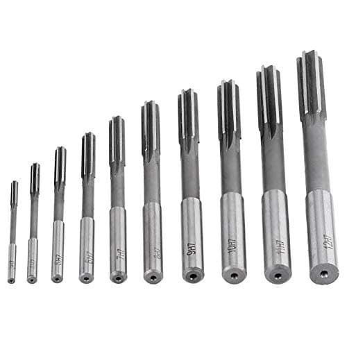 Image of Estink HSS Reamer Set, 3-12mm Straight Shank Milling Cutter Tools, High Speed Steel, 10 Pieces