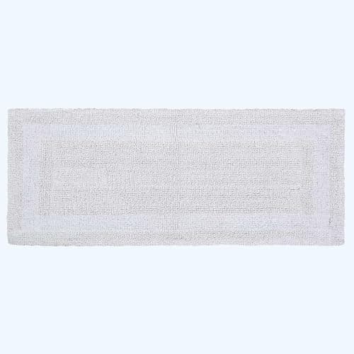 Image of HOMESCAPES Long Bath Mat, Runner, Luxury 1600gsm Extra Soft 100% Cotton, Reversible Bathroom Mats Non-Slip, Washable, Super Absorbent, Quick-Dry, White Large Bathroom Rug, 40 x 100 cm