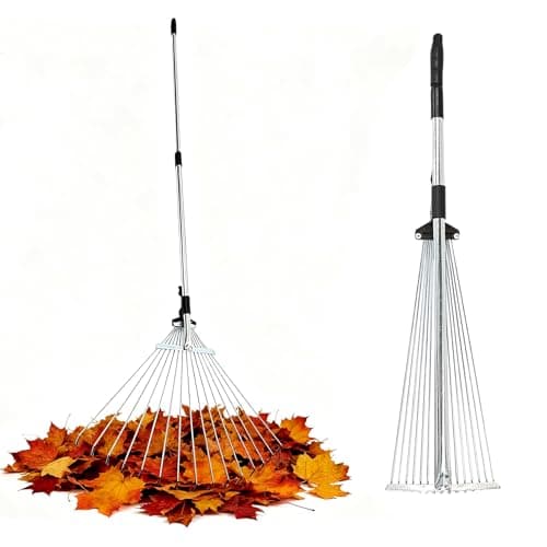 Image of Armo® Garden Rake 38-63 INCH Telescopic Adjustable Garden Lawn Leaf Rake For Garden Yard Leaves Clean Tool