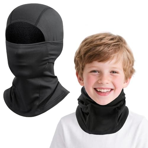 Image of BAISEN Kids Balaclava Winter Windproof Warm Ski Mask Balaclava for Boys Girls, Outdoor Sports Cycling Prevent Cold Plus Fleece Face Mask- One Size Black