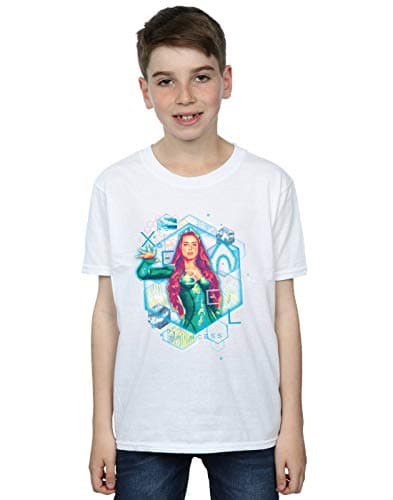 Image of DC Comics Boys Aquaman Mera Geometric T-Shirt White 7-8 Years
