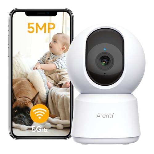 Image of ARENTI 3K 5MP Pet Dog Cameras with App,5Ghz&2.4G WiFi 6 Baby Monitor,Security Camera Indoor,Motion Tracking,Sound Detection,Night Vision,360°View,Two-Way Audio,Works with Alexa (P2F)