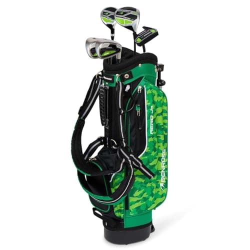 Image of Benross Junior Aero Golf Package Set Age 8‑10 – 5‑Piece Kids Golf Club Set with Lightweight Stand Bag, Graphite Shafts & Headcovers – Lime